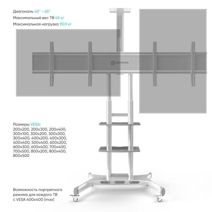 Стойка ONKRON TS1881DV белая — изображение 6