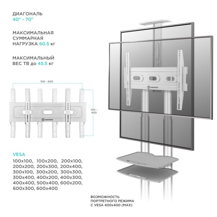 Стойка ONKRON TS1552 белый — изображение 5